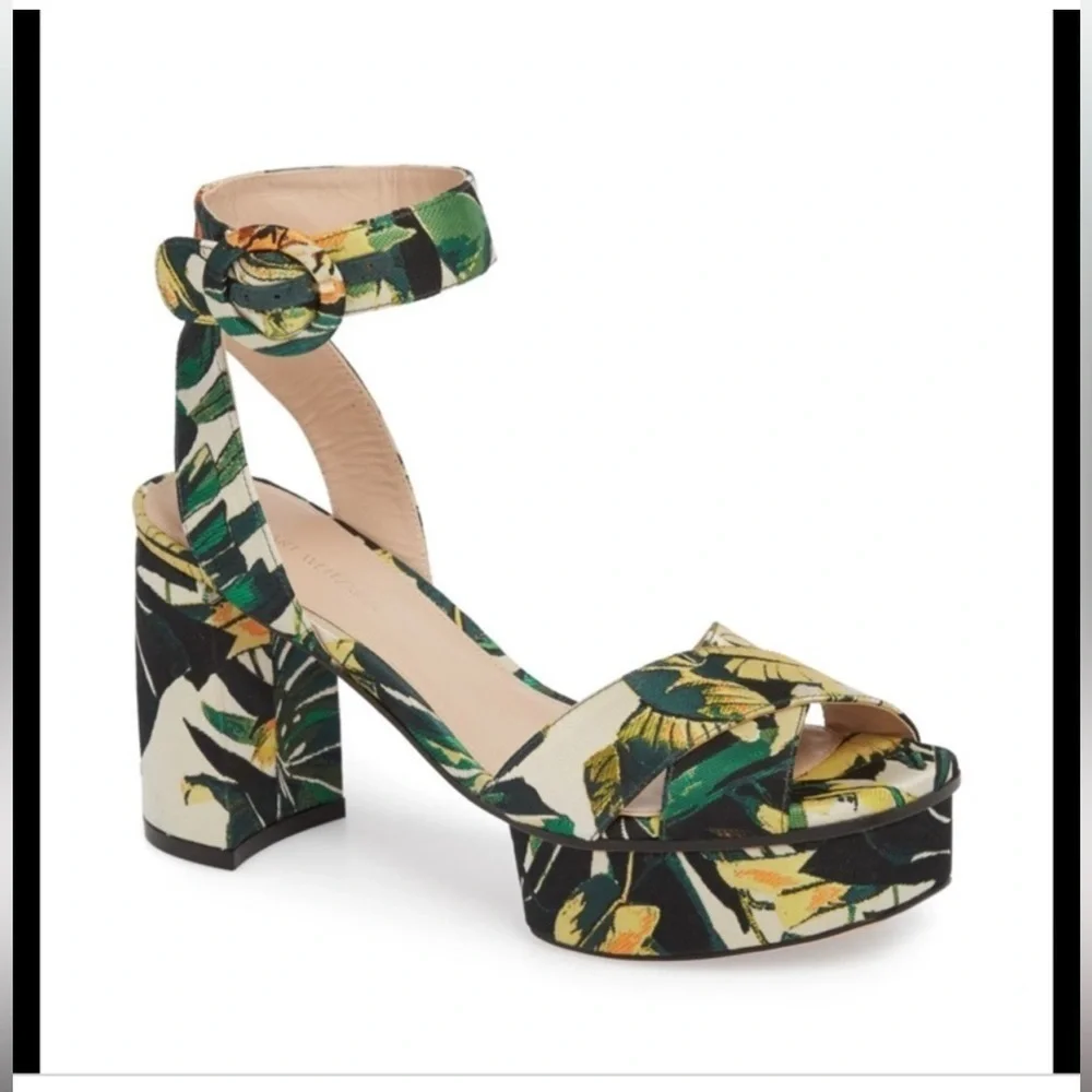 Stuart Weitzman / NEW Carmina ANKLE STRAP floral TROPICAL Platform Sandal 9.5